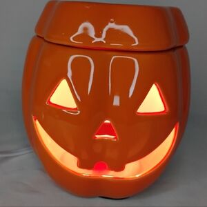 Scent Warmer Jack O Lantern Pumpkin Electric Lamp Ceramic 6" X 5.25"
